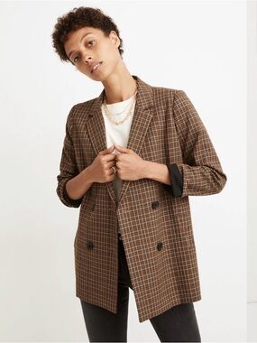 Madewell Caldwell Double-Breasted Blazer in Mandell Plaid